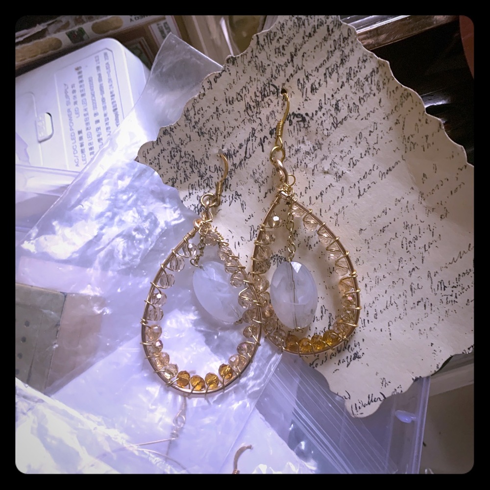Beautiful Handmade Quartz Tear Drop Earrings